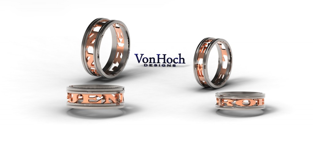 Jewelry Collection Von Hoch HonorRing VON HOCH DESIGN Honor-Ring Wedding Band, Two-Tone Rose Gold and White Gold, also available in solid 14 karat or 18 karat white or yellow and platinum.