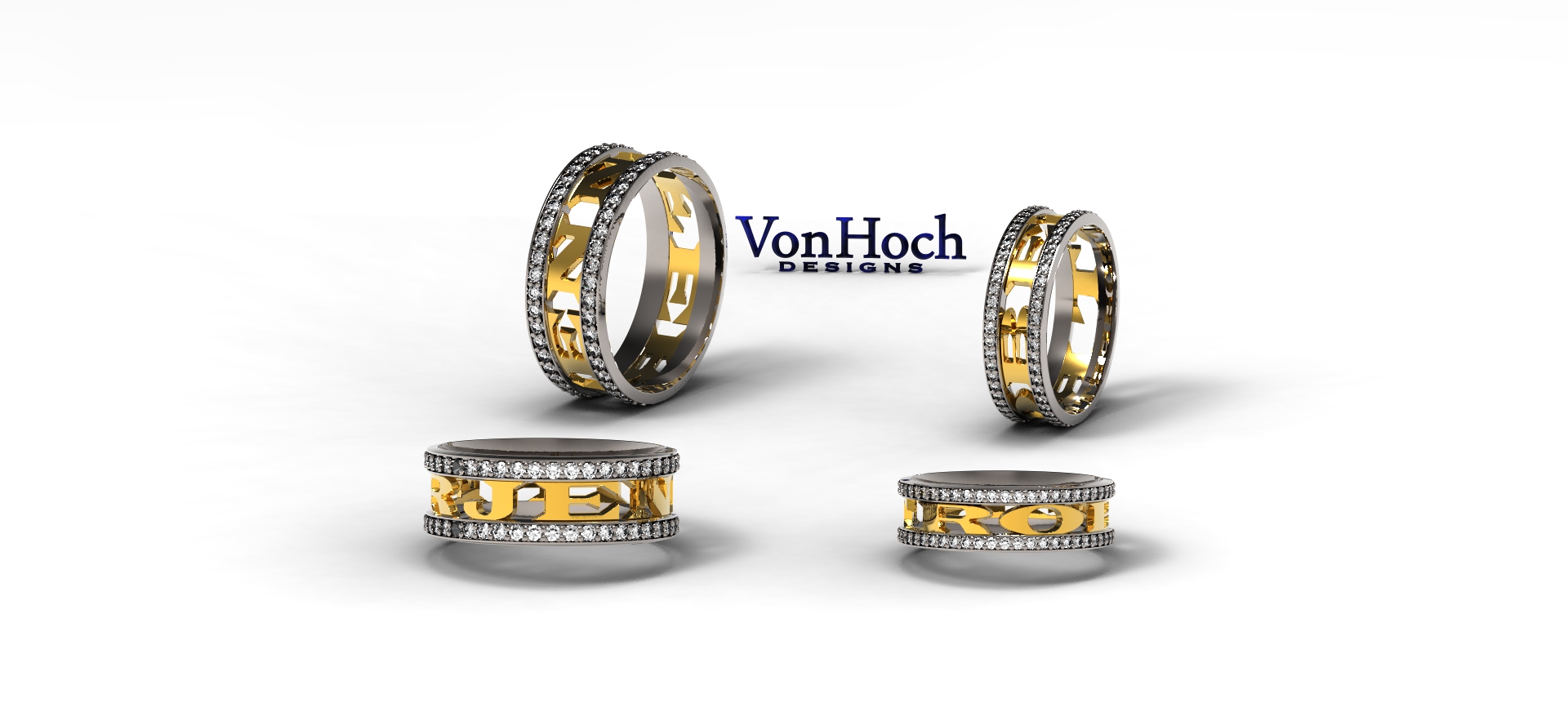 Von Hoch Design 14 karat Yellow Gold Honor Wedding Band with channel set diamonds, also available in 18 kwhite or yellow gold, rose gold, or platinum