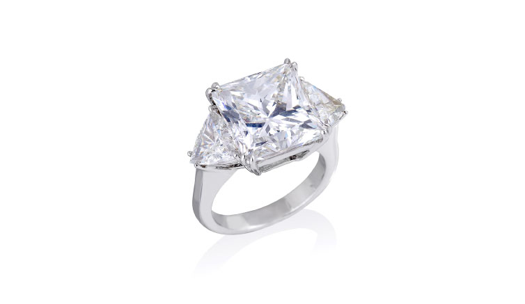 Solid Platinum Mounting with Princess Cut Center Diamond Engagement Ring Solid Platinum Mounting with Princess Cut Center Diamond Engagement Ring